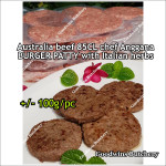Australia beef mince 85CL Anggana's BURGER PATTY seasoned with Italian herbs ECONOMY THIN frozen price for 500g 5pcs